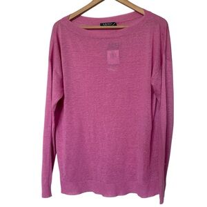 Lauren Ralph  Lauren Crew Neck Pink Sweater XL Long Sleeve Linen Blend Sweater